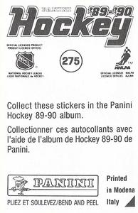 1989-90 Panini Hockey Stickers #275 Alan Kerr Back