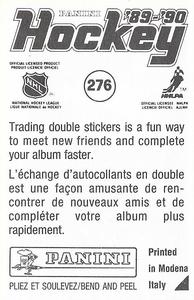 1989-90 Panini Hockey Stickers #276 Jeff Hackett Back