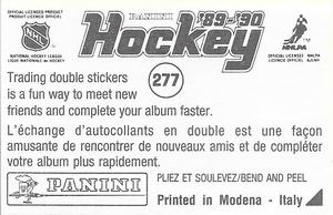 1989-90 Panini Hockey Stickers #277 Nassau Veterans Memorial Coliseum Back