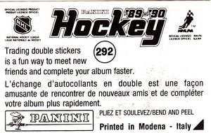 1989-90 Panini Hockey Stickers #292 Madison Square Garden Back