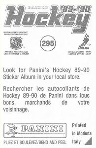 1989-90 Panini Hockey Stickers #295 Rick Tocchet Back