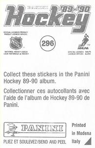 1989-90 Panini Hockey Stickers #296 Pelle Eklund Back