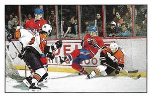 1989-90 Panini Hockey Stickers #298 Philadelphia / Montreal Action Front