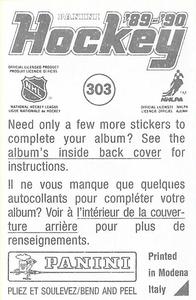 1989-90 Panini Stickers #303 Gordon Murphy Back