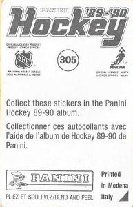 1989-90 Panini Hockey Stickers #305 Dave Poulin Back