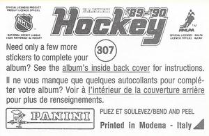 1989-90 Panini Stickers #307 The Spectrum Back