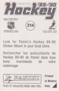 1989-90 Panini Hockey Stickers #314 Dan Quinn Back