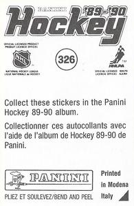 1989-90 Panini Stickers #326 Michel Goulet Back