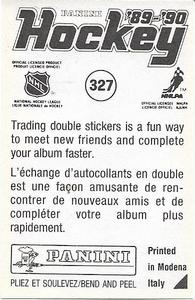 1989-90 Panini Hockey Stickers #327 Joe Sakic Back