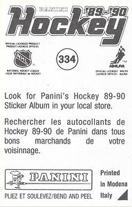 1989-90 Panini Hockey Stickers #334 Curtis Leschyshyn Back