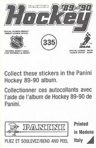 1989-90 Panini Hockey Stickers #335 Marc Fortier Back