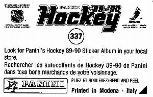 1989-90 Panini Stickers #337 Le Colisee Back