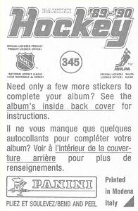 1989-90 Panini Hockey Stickers #345 Dave Christian Back