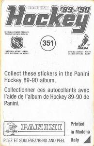 1989-90 Panini Hockey Stickers #351 Bob Rouse Back