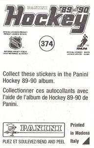 1989-90 Panini Hockey Stickers #374 Wayne Gretzky Back