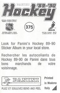 1989-90 Panini Hockey Stickers #375 Mario Lemieux Back