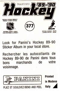 1989-90 Panini Stickers #377 Tim Kerr Back