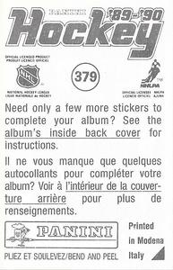 1989-90 Panini Hockey Stickers #379 Chris Chelios Back