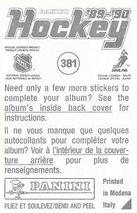 1989-90 Panini Stickers #381 Guy Carbonneau Back