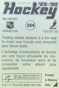 1989-90 Panini Hockey Stickers #384 Joe Mullen Back