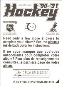 1990-91 Panini Hockey Stickers #19 Dave Snuggerud Back