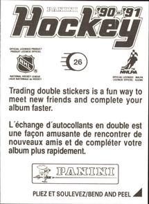1990-91 Panini Hockey Stickers #26 Clint Malarchuk Back