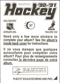 1990-91 Panini Hockey Stickers #37 Dave Tippett Back