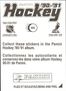 1990-91 Panini Hockey Stickers #44 Dean Evason Back