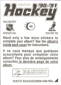 1990-91 Panini Hockey Stickers #46 Mike Tomlak Back