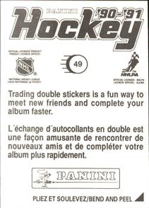 1990-91 Panini Hockey Stickers #49 Chris Chelios Back