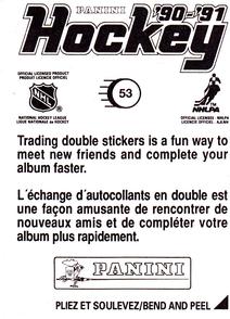 1990-91 Panini Hockey Stickers #53 Stephane Richer Back