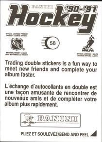 1990-91 Panini Hockey Stickers #58 Guy Carbonneau Back
