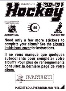 1990-91 Panini Hockey Stickers #59 Sylvain Lefebvre Back