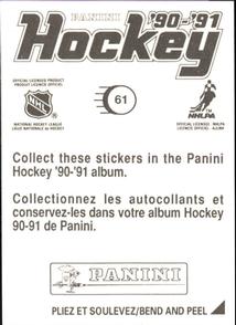 1990-91 Panini Stickers #61 Brian Hayward Back