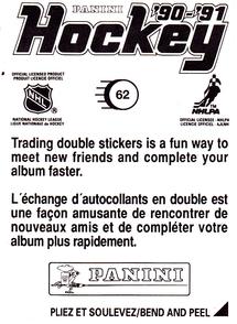 1990-91 Panini Hockey Stickers #62 Mats Naslund Back