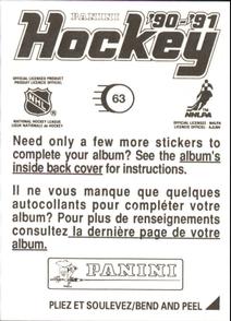 1990-91 Panini Hockey Stickers #63 Mike McPhee Back