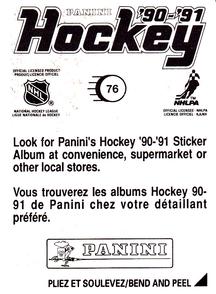 1990-91 Panini Hockey Stickers #76 Tommy Albelin Back