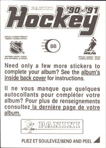 1990-91 Panini Hockey Stickers #88 Glenn Healy Back