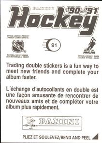 1990-91 Panini Hockey Stickers #91 Doug Crossman Back