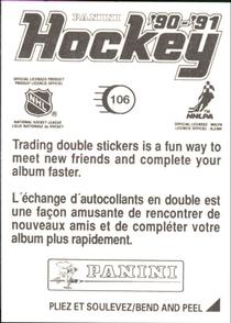 1990-91 Panini Hockey Stickers #106 Bernie Nicholls Back