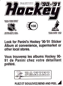 1990-91 Panini Hockey Stickers #108 John Vanbiesbrouck Back