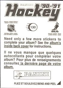 1990-91 Panini Hockey Stickers #130 Mark Recchi Back