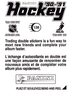 1990-91 Panini Stickers #138 Troy Loney Back