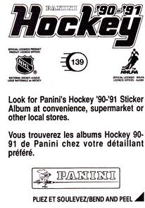 1990-91 Panini Hockey Stickers #139 Joe Sakic Back