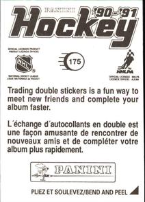 1990-91 Panini Hockey Stickers #175 Mike Vernon Back
