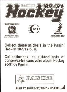 1990-91 Panini Stickers #181 Paul Ranheim Back