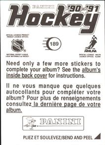 1990-91 Panini Hockey Stickers #189 Doug Wilson Back