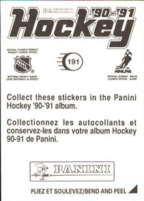 1990-91 Panini Hockey Stickers #191 Dirk Graham Back
