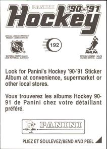 1990-91 Panini Hockey Stickers #192 Keith Brown Back