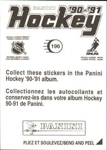 1990-91 Panini Hockey Stickers #196 Greg Gilbert Back